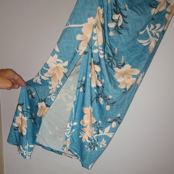 Novella Royale Evie skirt aqua lilies S blue floral bodycon pencil shirred - Picture 14 of 16